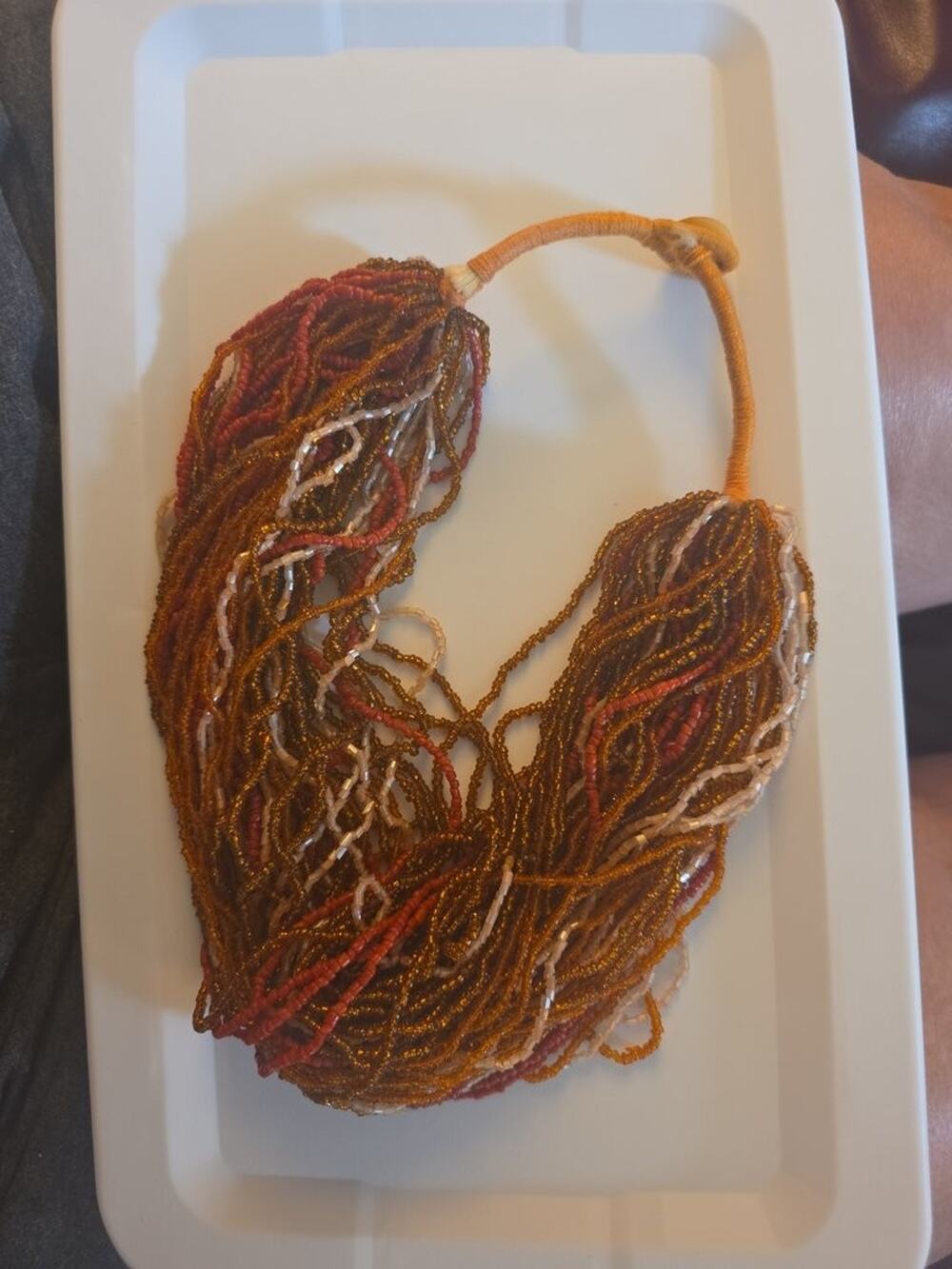 Vintage Multistrand Orange Beaded Necklace